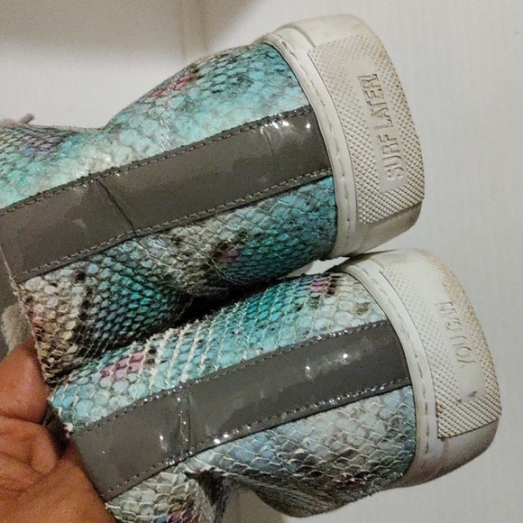 P448 Pastel Rainbow Snake Print Sneakers 38 - Picture 4 of 11